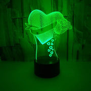 Colorful Heart Rose 3D Night Light