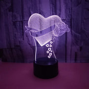 Colorful Heart Rose 3D Night Light