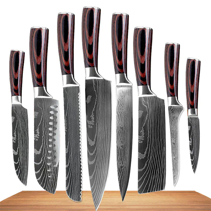 8-Piece Kitchen Knife Set with Colorful Handles