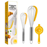 3pc Stainless Steel Balloon Whisk Egg Beater Set