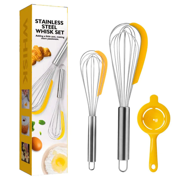 3pc Stainless Steel Balloon Whisk Egg Beater Set