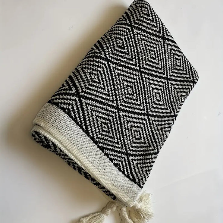 Soft Knitted Jacquard Vintage Throw Blanket (1pc)