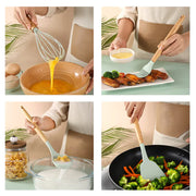 Silicone Kitchen Tool Set with Light Wood Handle (12-Piece)