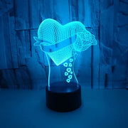 Colorful Heart Rose 3D Night Light