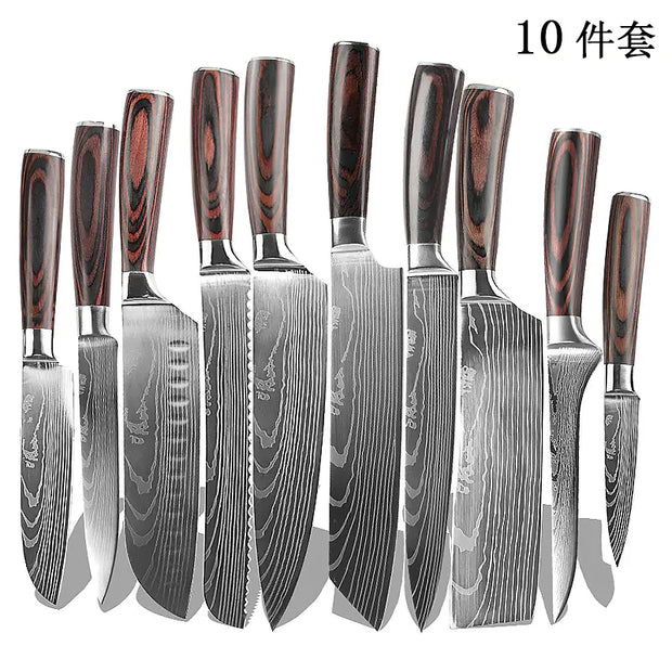 8-Piece Kitchen Knife Set with Colorful Handles