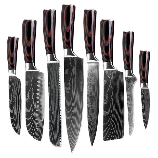 8-Piece Kitchen Knife Set with Colorful Handles